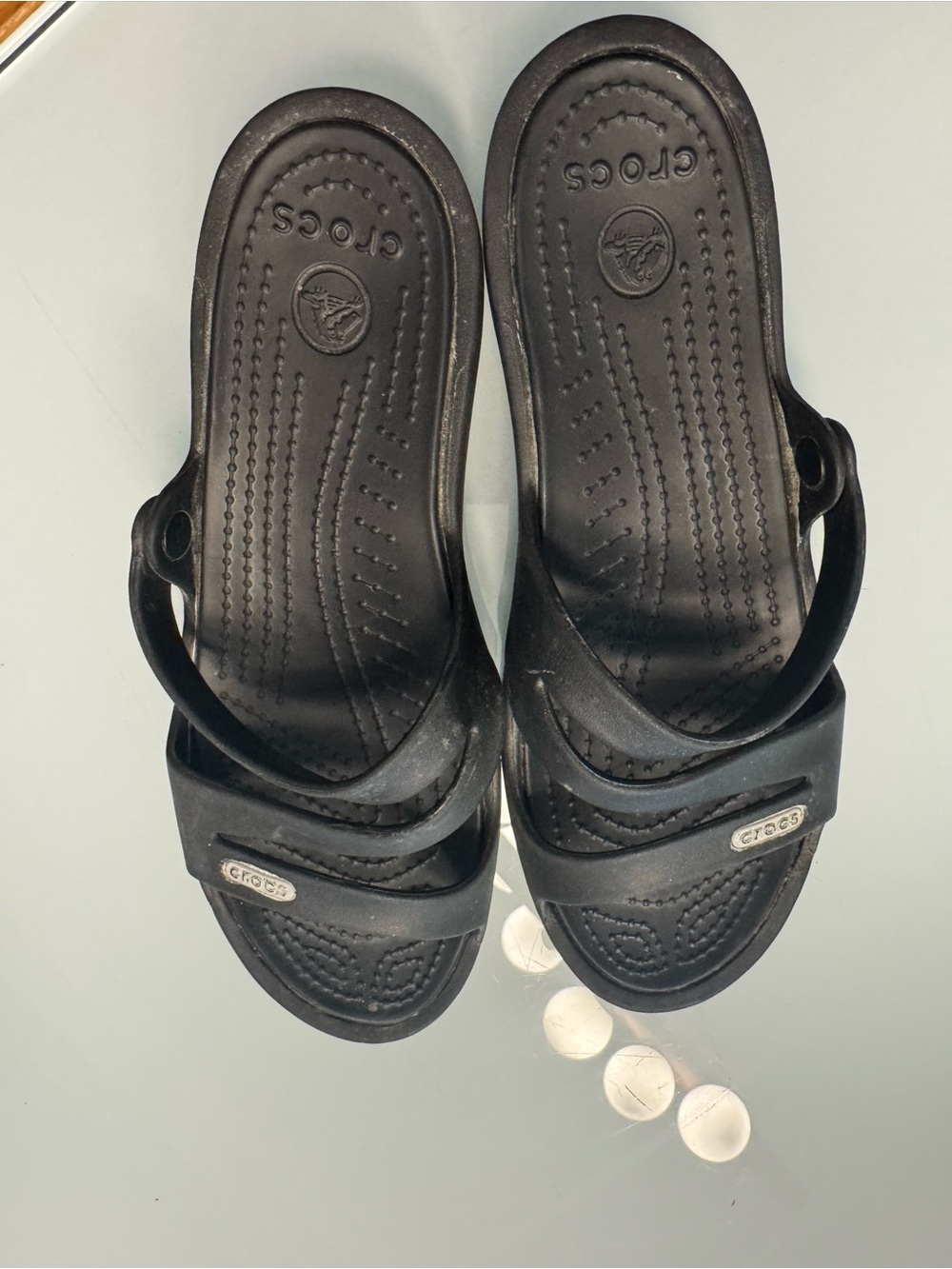 CROCS Women's Black Strappy Slide Sandals
